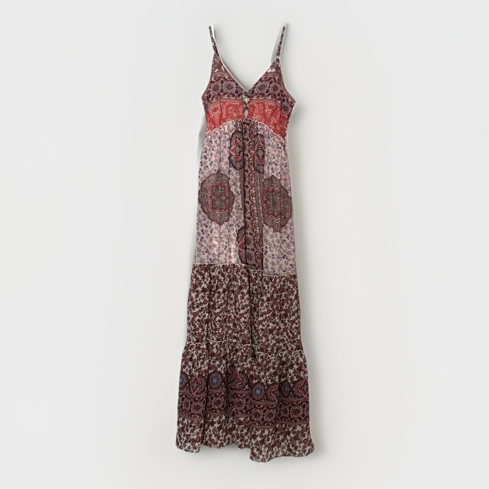 Boho Patchwork Maxi Dress Womens S Open Back Slip Festival Hippie‎ Coachella